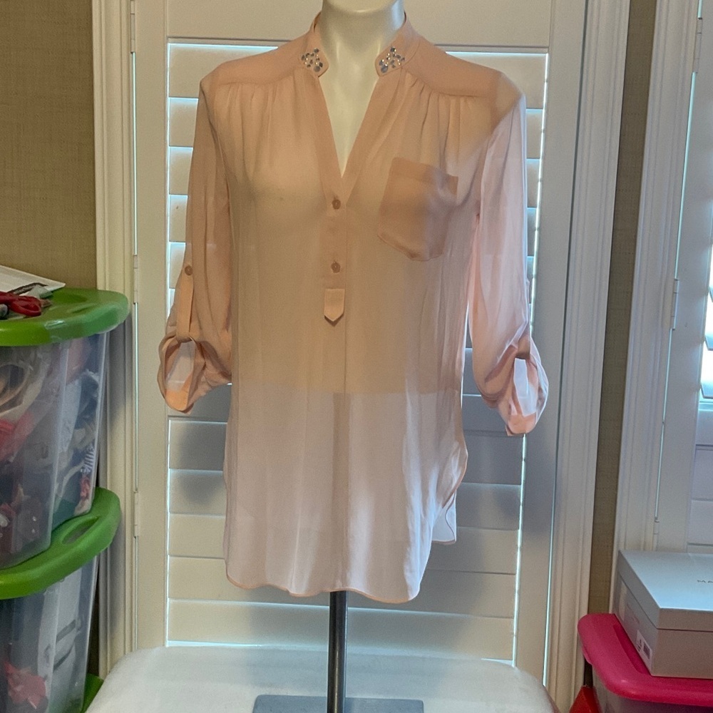 I.N. San Francisco Sheer Light Pink Blouse